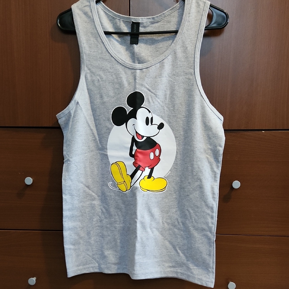 Gildan Light Gray Tank Top with Mickey Mouse Graphic Size Small